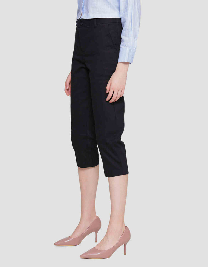 Connexion Crop Cotton Stretch Elastic Waist Celana Panjang Wanita