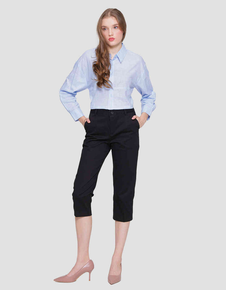 Connexion Crop Cotton Stretch Elastic Waist Celana Panjang Wanita