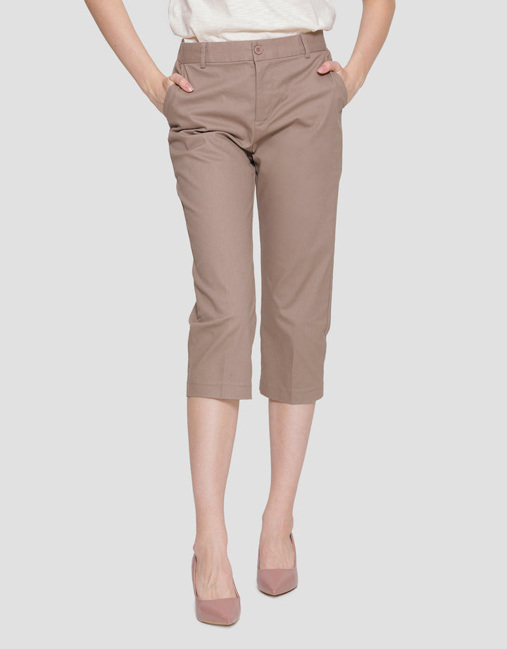 Connexion Crop Cotton Stretch Elastic Waist Celana Panjang Wanita