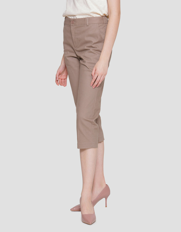 Connexion Crop Cotton Stretch Elastic Waist Celana Panjang Wanita