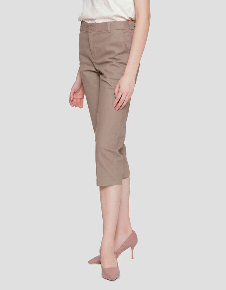 Connexion Crop Cotton Stretch Elastic Waist Celana Panjang Wanita