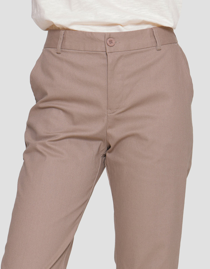 Connexion Crop Cotton Stretch Elastic Waist Celana Panjang Wanita