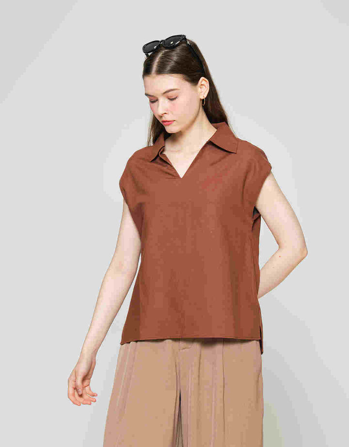 ZES Sleeveless Square Kemeja Wanita Mprwt003