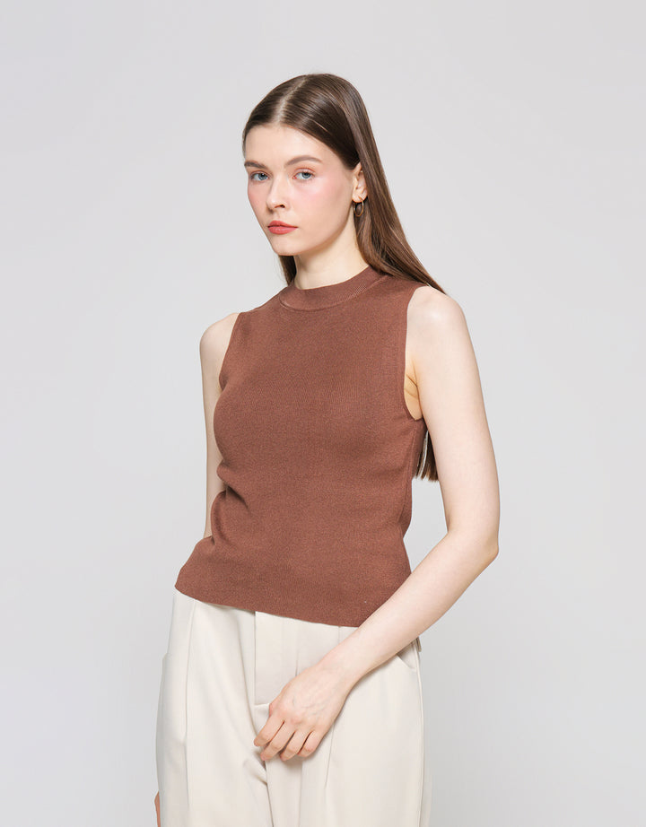 ZES Semi Turtle Neck Kaos Sleeveless Wanita Dtrtp002