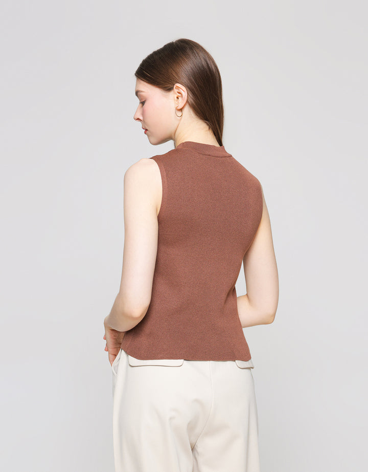 ZES Semi Turtle Neck Kaos Sleeveless Wanita Dtrtp002
