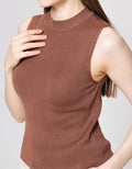 ZES Semi Turtle Neck Kaos Sleeveless Wanita Dtrtp002