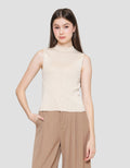 ZES Semi Turtle Neck Kaos Sleeveless Wanita Dtrtp002