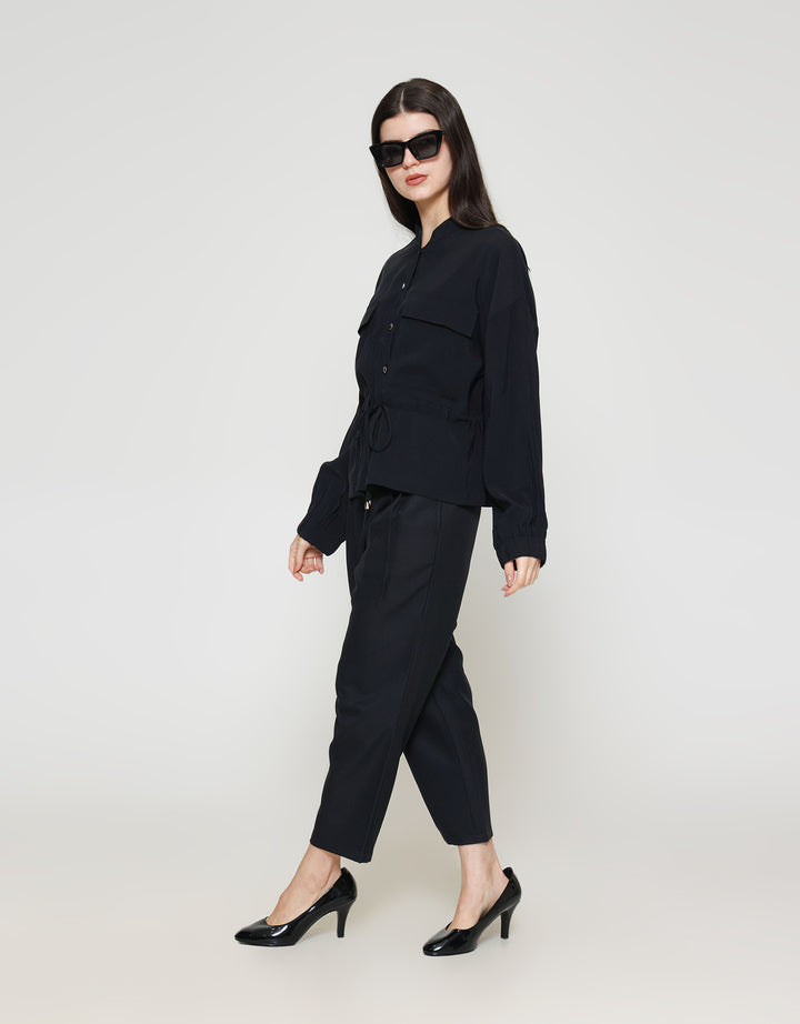 ZES Tencel Double Pocket With Drawstring Jaket Wanita MELOW002