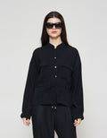 ZES Tencel Double Pocket With Drawstring Jaket Wanita MELOW002