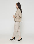 ZES Tencel Double Pocket With Drawstring Jaket Wanita MELOW002