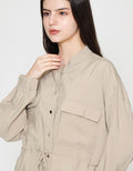 ZES Tencel Double Pocket With Drawstring Jaket Wanita MELOW002