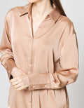 ZES Oversize Basic Satin With Fashion Button Women's Shirt Melwt004