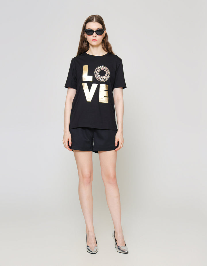 ZES T-Shirt Regular Tee Love Animal Print Foil CRLVT007