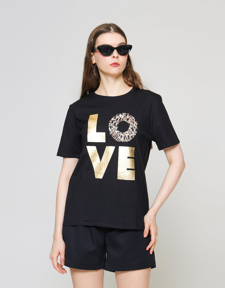 ZES T-Shirt Regular Tee Love Animal Print Foil CRLVT007