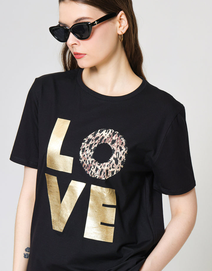 ZES T-Shirt Regular Tee Love Animal Print Foil CRLVT007