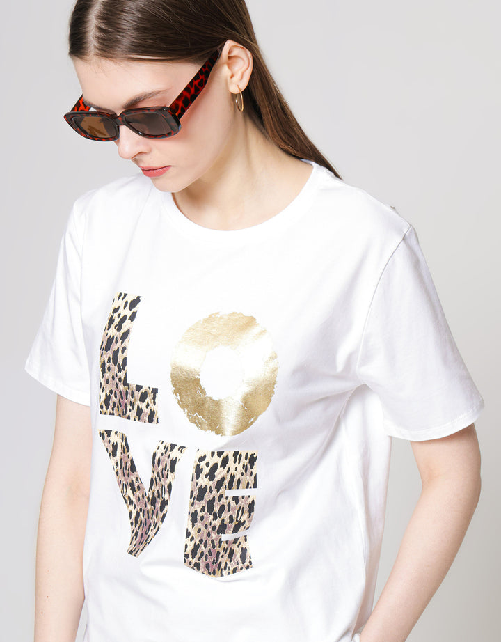 ZES T-Shirt Regular Tee Love Animal Print Foil CRLVT007