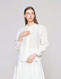 ZES Shanghai Collar Eyelet Blouse Wanita Abgwt002