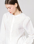 ZES Shanghai Collar Eyelet Blouse Wanita Abgwt002
