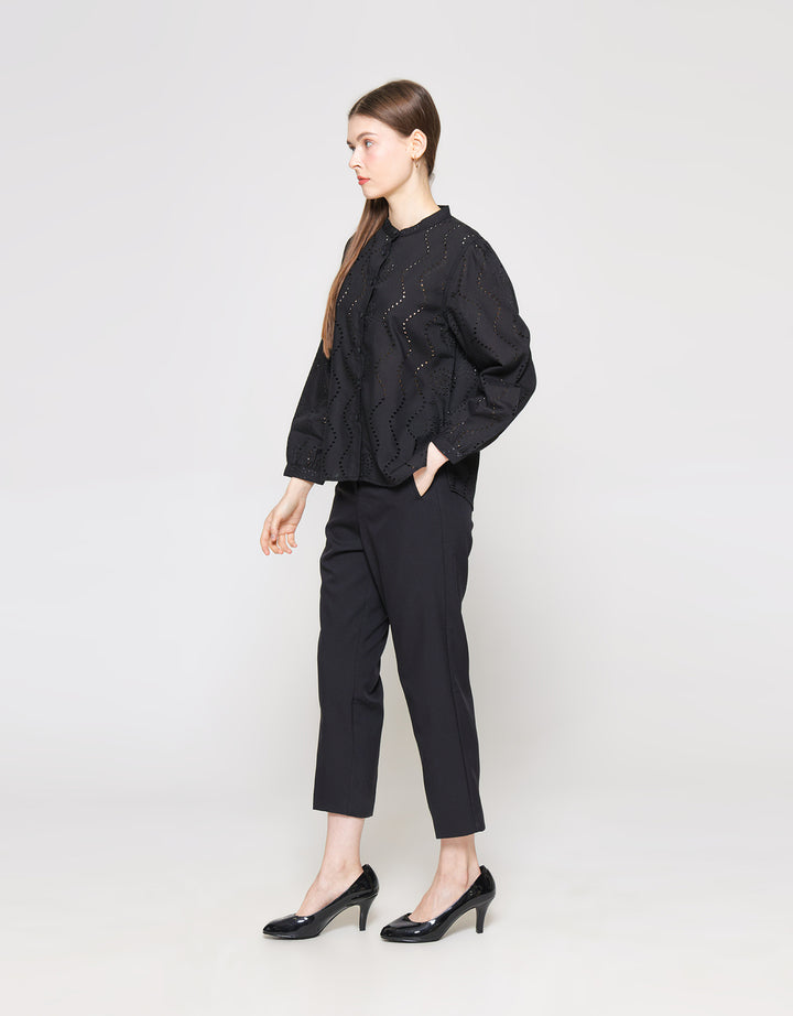 ZES Shanghai Collar Eyelet Blouse Wanita Abgwt002