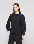 ZES Shanghai Collar Eyelet Blouse Wanita Abgwt002