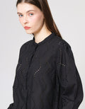 ZES Shanghai Collar Eyelet Blouse Wanita Abgwt002