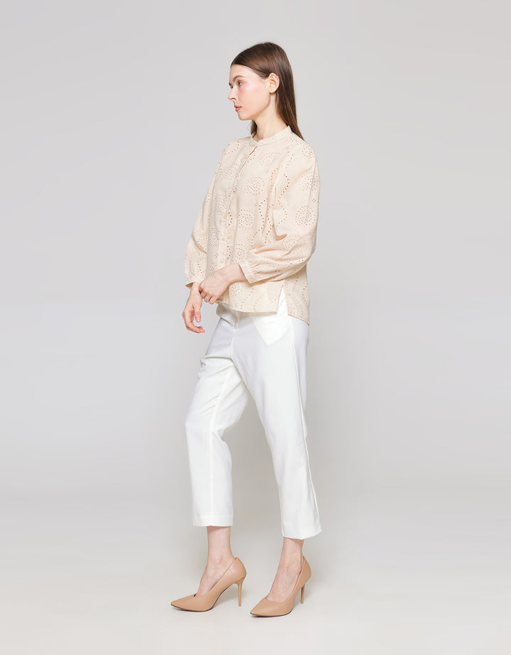 ZES Shanghai Collar Eyelet Blouse Wanita Abgwt002