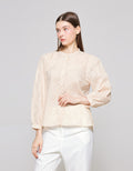 ZES Shanghai Collar Eyelet Blouse Wanita Abgwt002