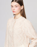 ZES Shanghai Collar Eyelet Blouse Wanita Abgwt002