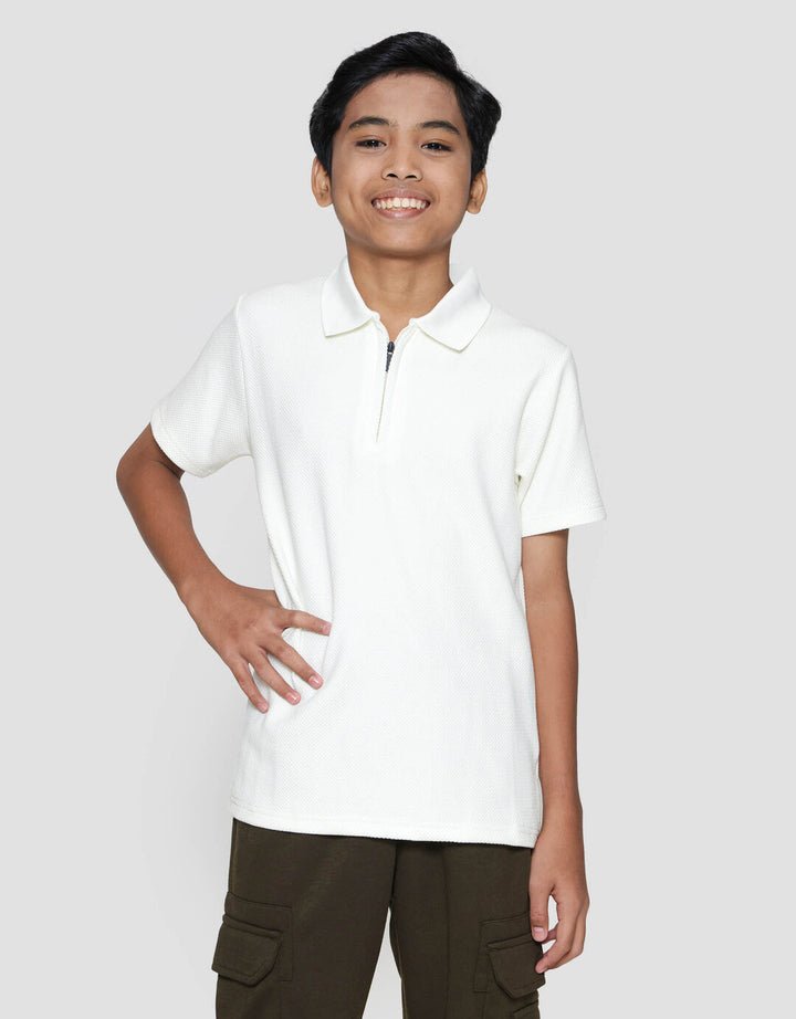 Nevada Kerah Resleting Texture Kaos Anak Laki-laki