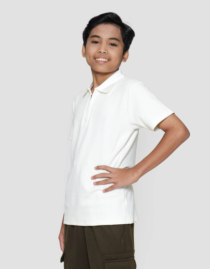 Nevada Kerah Resleting Texture Kaos Anak Laki-laki