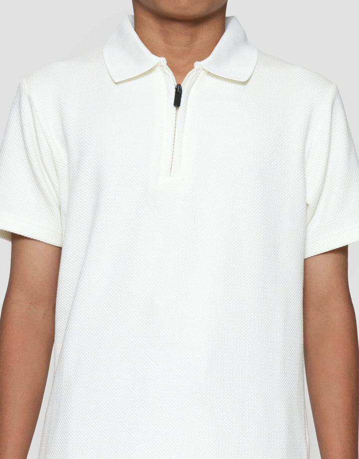 Nevada Kerah Resleting Texture Kaos Anak Laki-laki