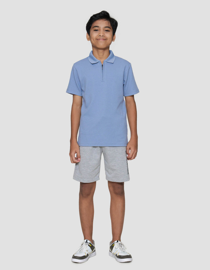 Nevada Krah Resleting Texture Kaos Anak Laki-laki