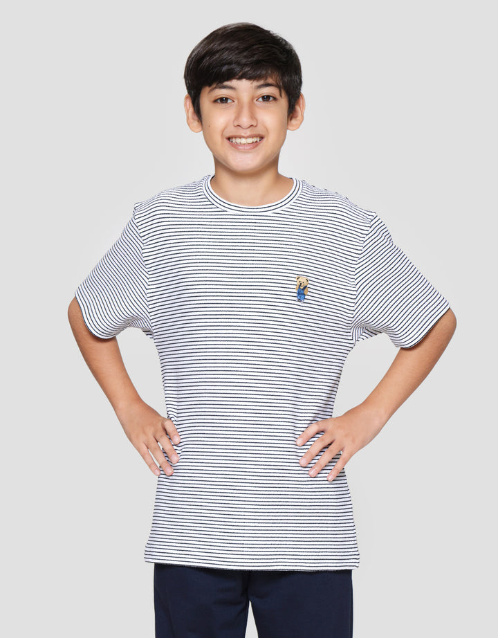 Nevada Textured Stripe Kaos Anak Laki-Laki