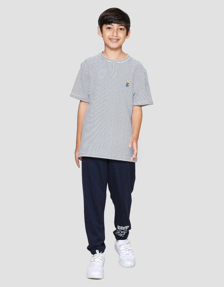Nevada Textured Stripe Kaos Anak Laki-Laki