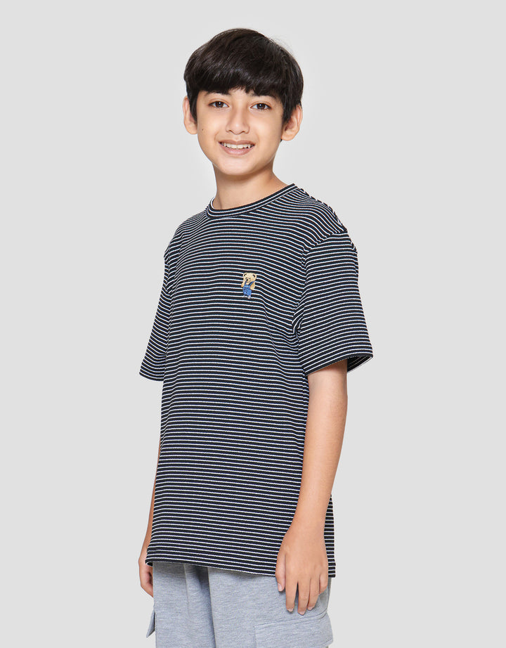 Nevada Textured Stripe Putih Kaos Anak Laki-Laki