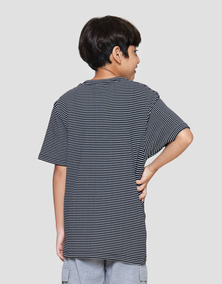 Nevada Textured Stripe Putih Kaos Anak Laki-Laki