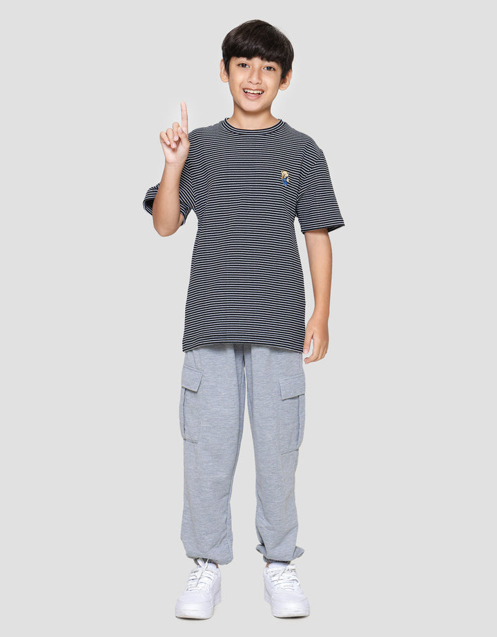 Nevada Textured Stripe Putih Kaos Anak Laki-Laki