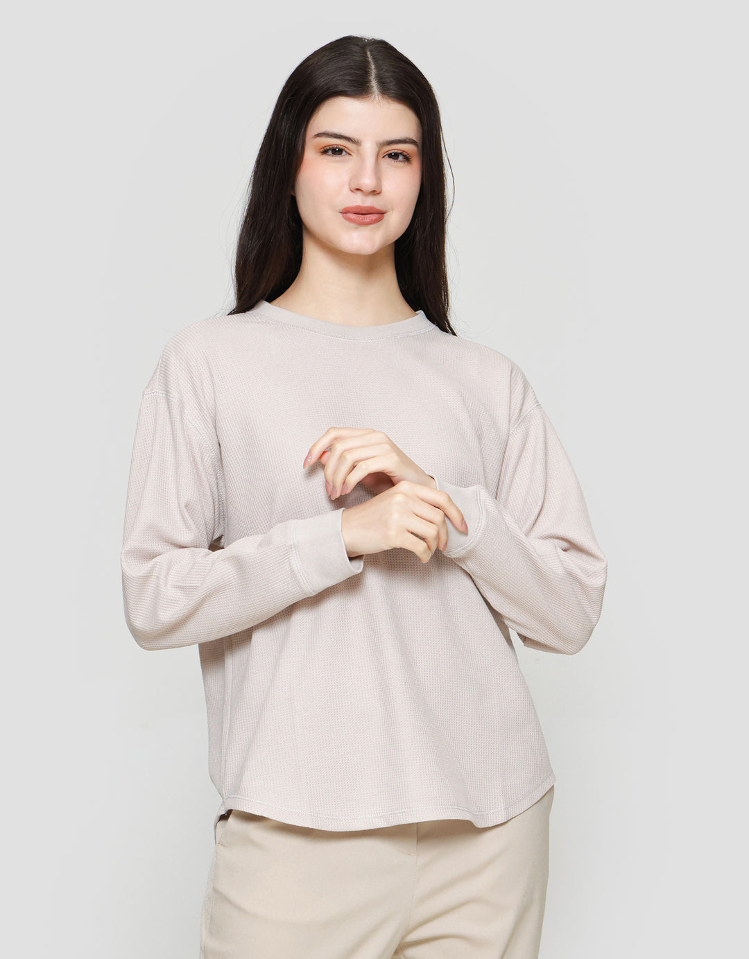 Suko Waffle Kaos Lengan Panjang Wanita