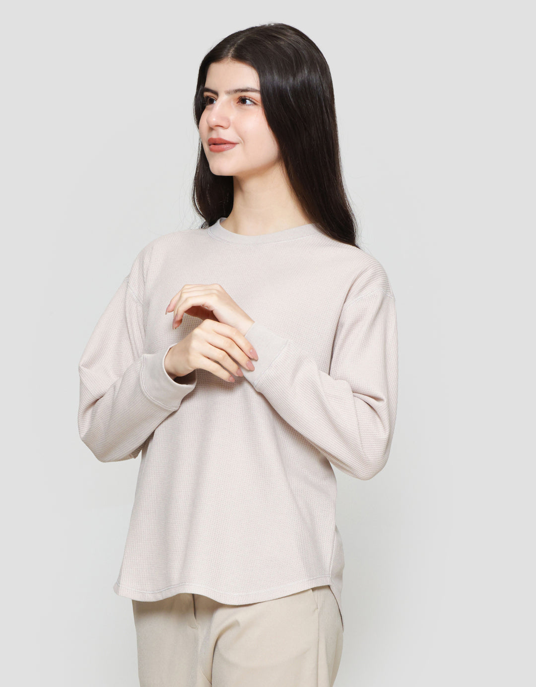 Suko Waffle Kaos Lengan Panjang Wanita