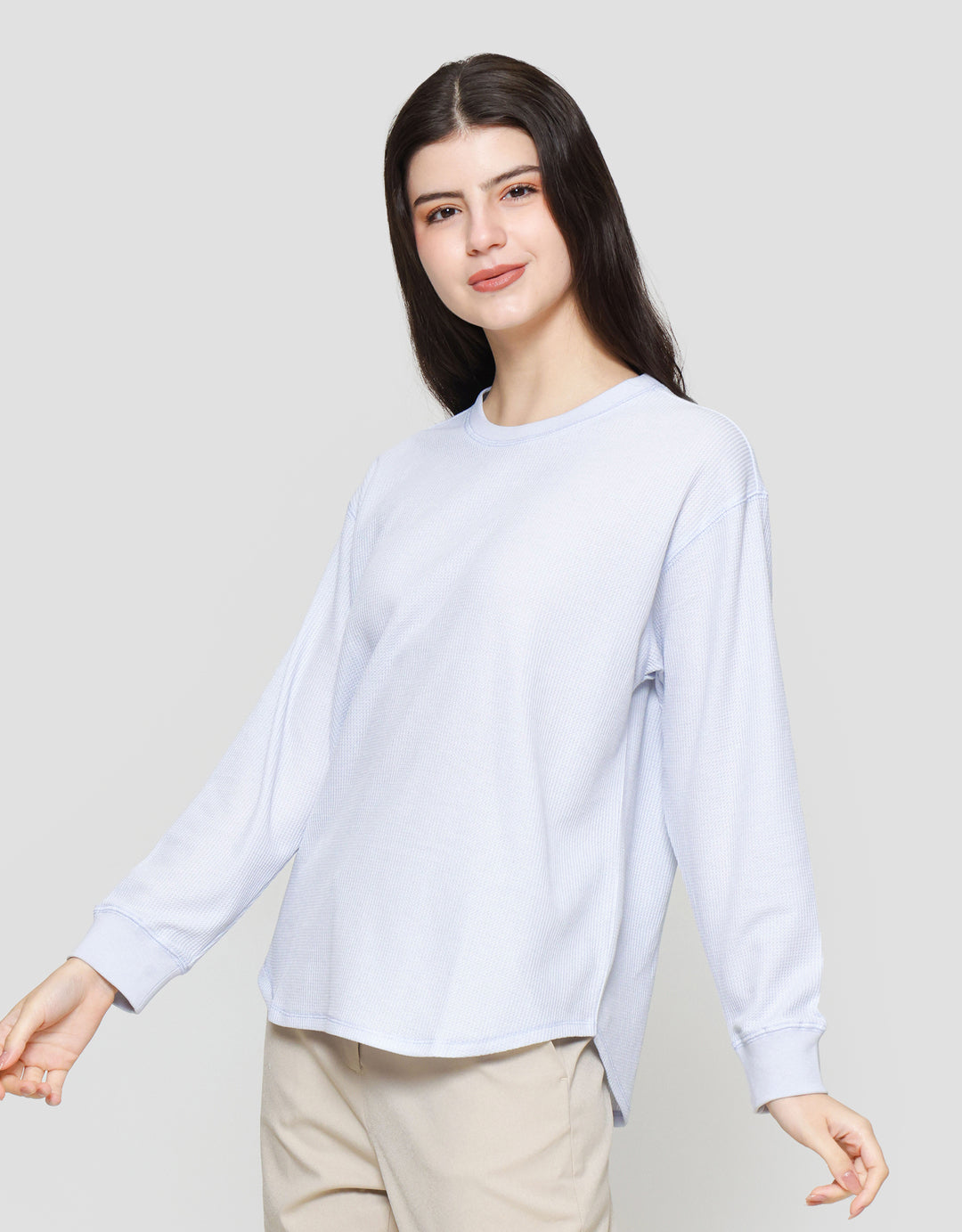 Suko Waffle Kaos Lengan Panjang Wanita