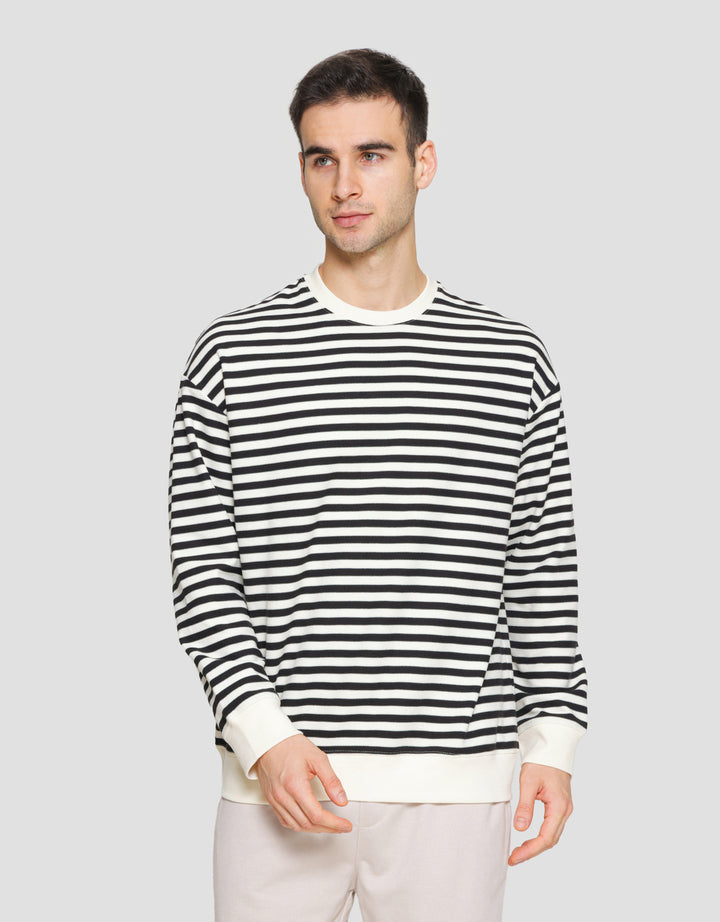 Cole Round Neck Stripe Texture Sweater Pria