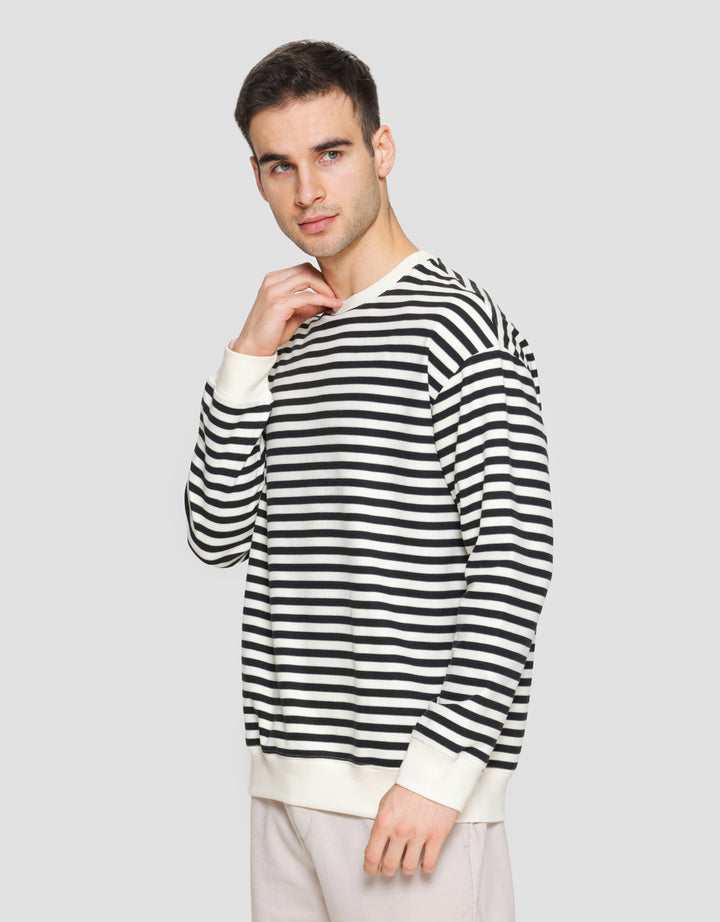 Cole Round Neck Stripe Texture Sweater Pria