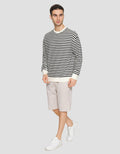 Cole Round Neck Stripe Texture Men's Sweater