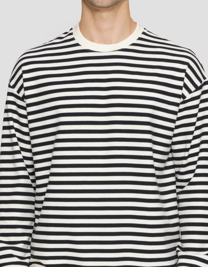 Cole Round Neck Stripe Texture Sweater Pria