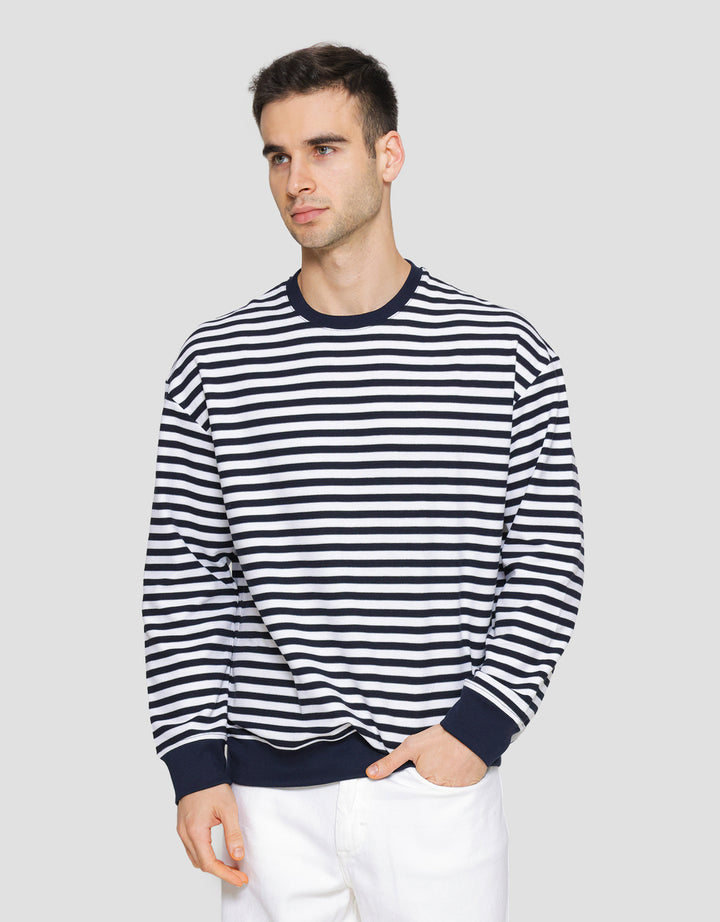 Cole Round Neck Stripe Texture Men's Sweater