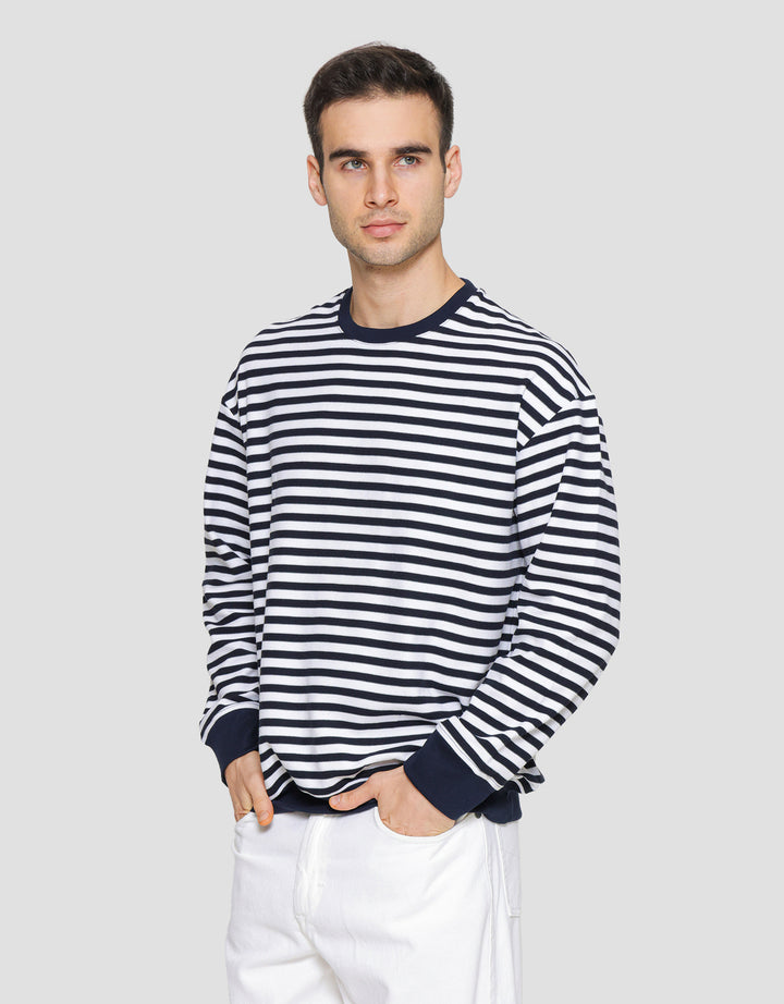 Cole Round Neck Stripe Texture Sweater Pria