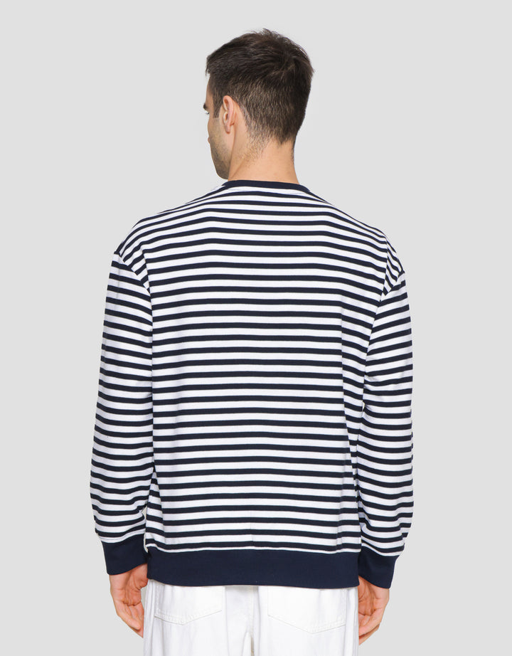 Cole Round Neck Stripe Texture Men's Sweater