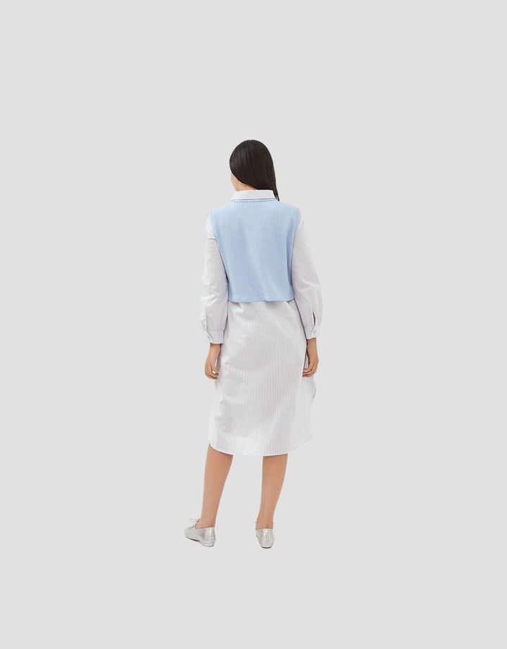 Graphis Dress Rompi Motif Garis Wanita