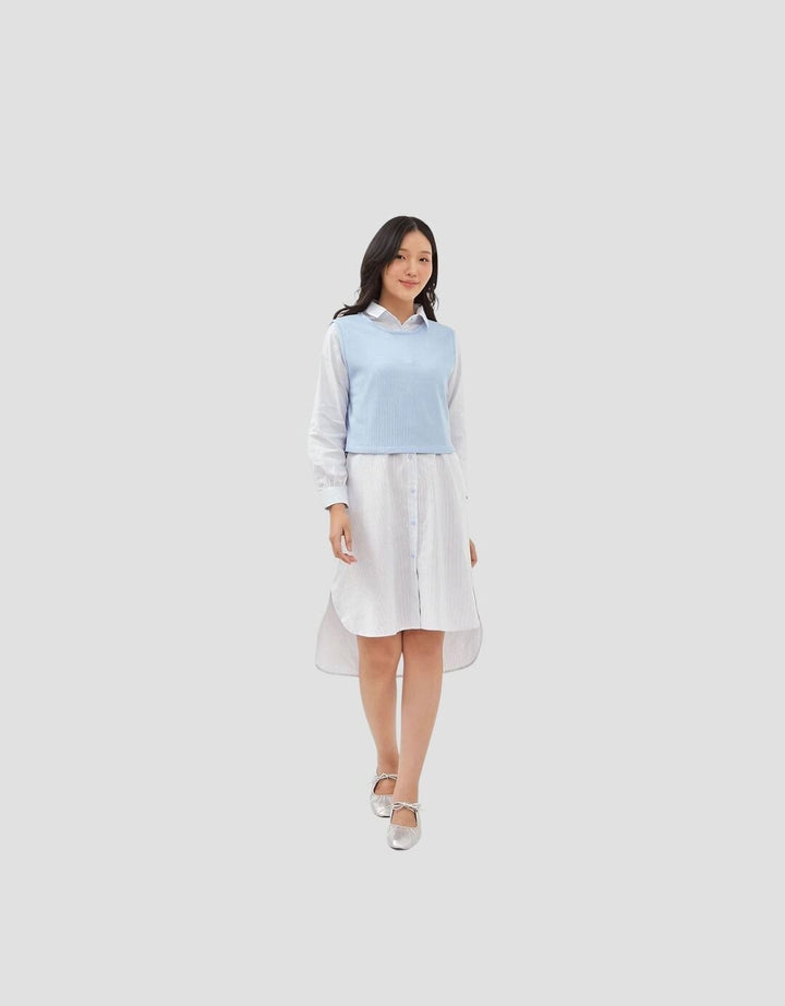 Graphis Dress Rompi Motif Garis Wanita
