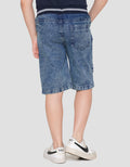 Little M Denim Crop Rib Dino Splash Celana Pendek Anak Laki-Laki